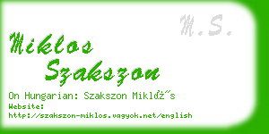 miklos szakszon business card